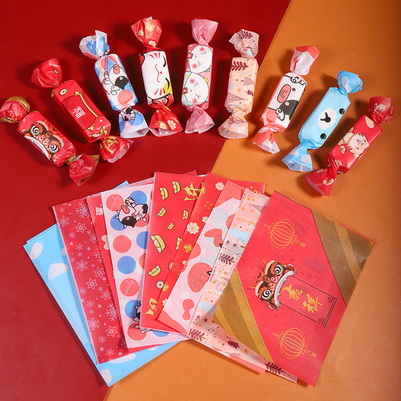 

(100pcs) Kertas Pembungkus Permen Motif Kartun Lucu - Ideal Untuk Mengemas Permen Dan Nougat Kertas Permen Packaging