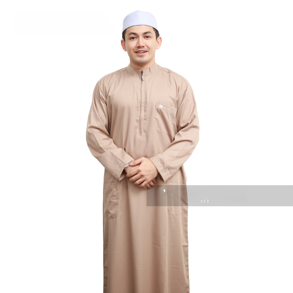 Baju muslim jubah pria kemeja koko lebaran terbaru lengan panjang resleting jumbo oversize premium