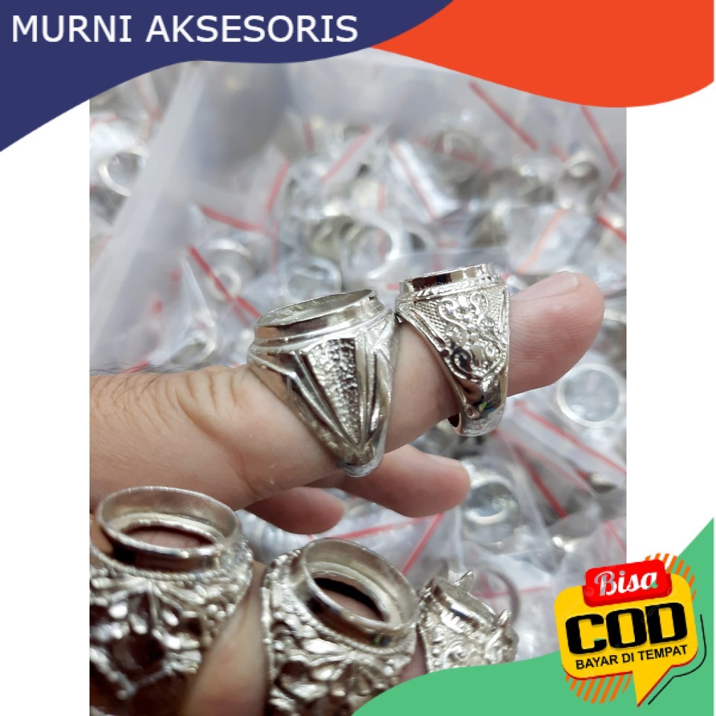 HARGA GROSIR. 10 Pcs RING ALPAKA SUPER SILVER / Emban Cangkang Cincin Alpaka Silver Anti Luntur / Em