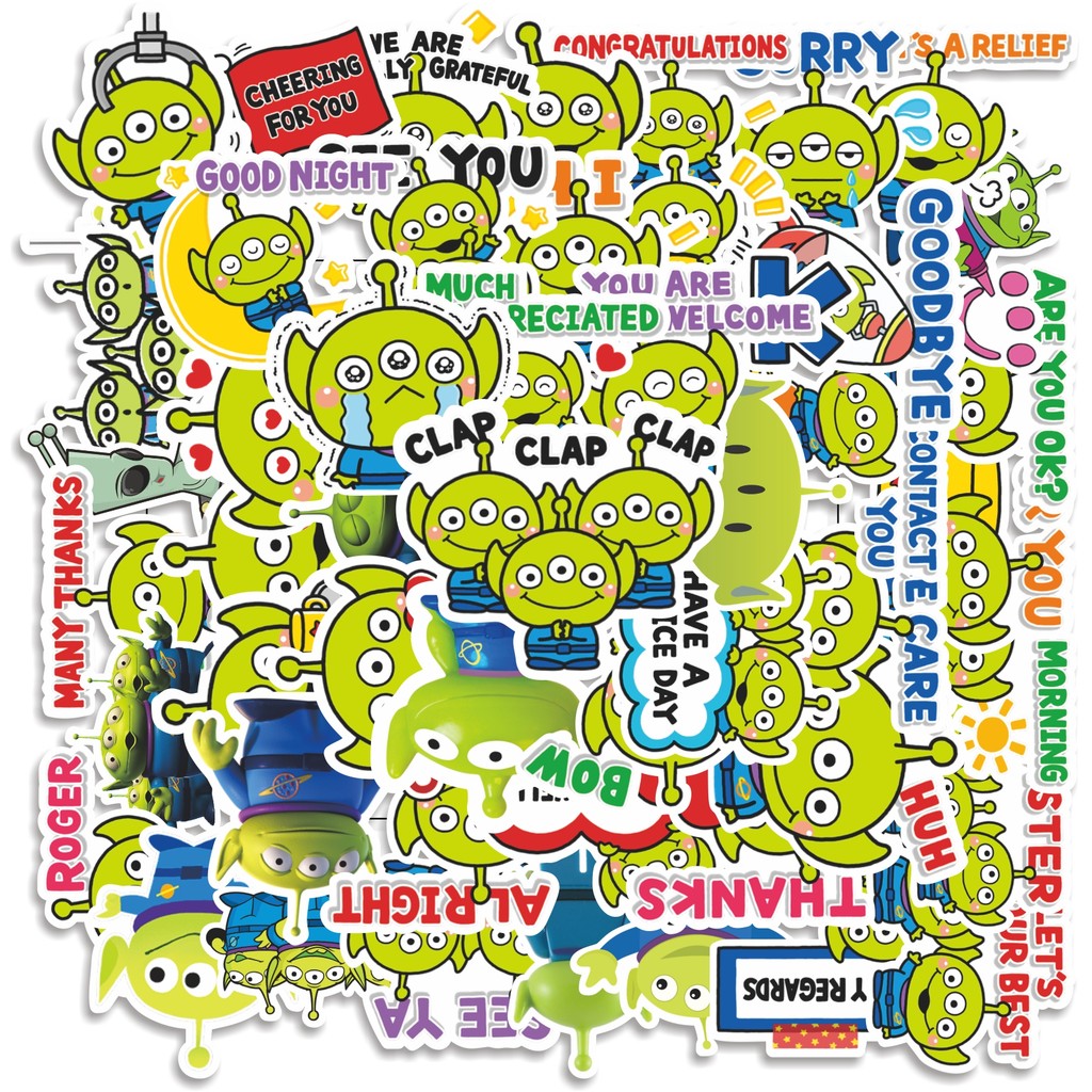 

COD 50 Pcs Stiker Green Alien Cartoon V3 Lucu Anti Air Untuk Dekorasi Notebook Sepeda Skateboard Handphone