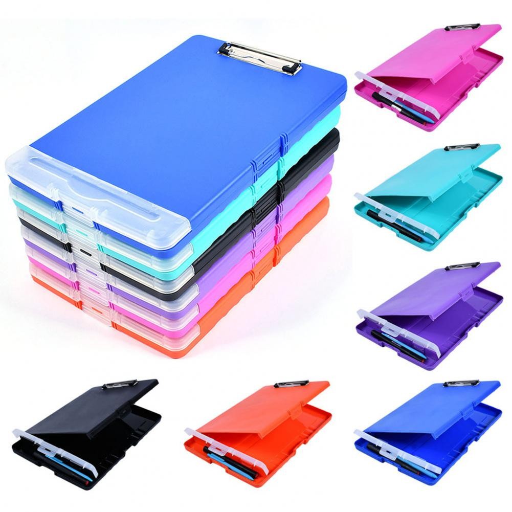 

File Folder Organizer with Strong Lock Non-Slip Clips Hanging Holes 3-in-1 Clipboard Pencil Case File Storage Box