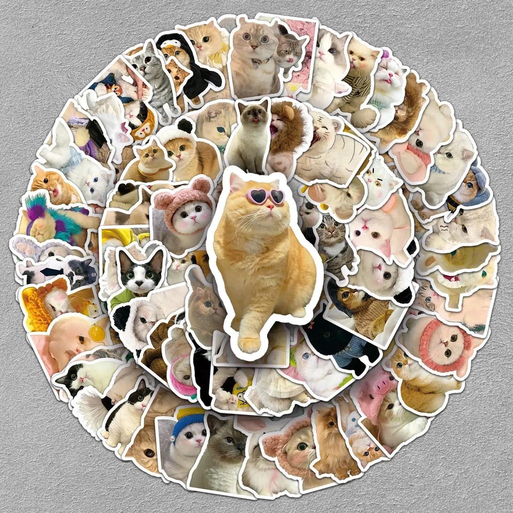 

100 Pieces Cute Pet Cat Stickers Animal Small Cat Waterproof Decorative Phone Case Laptop Sticker Funny Expression Pack