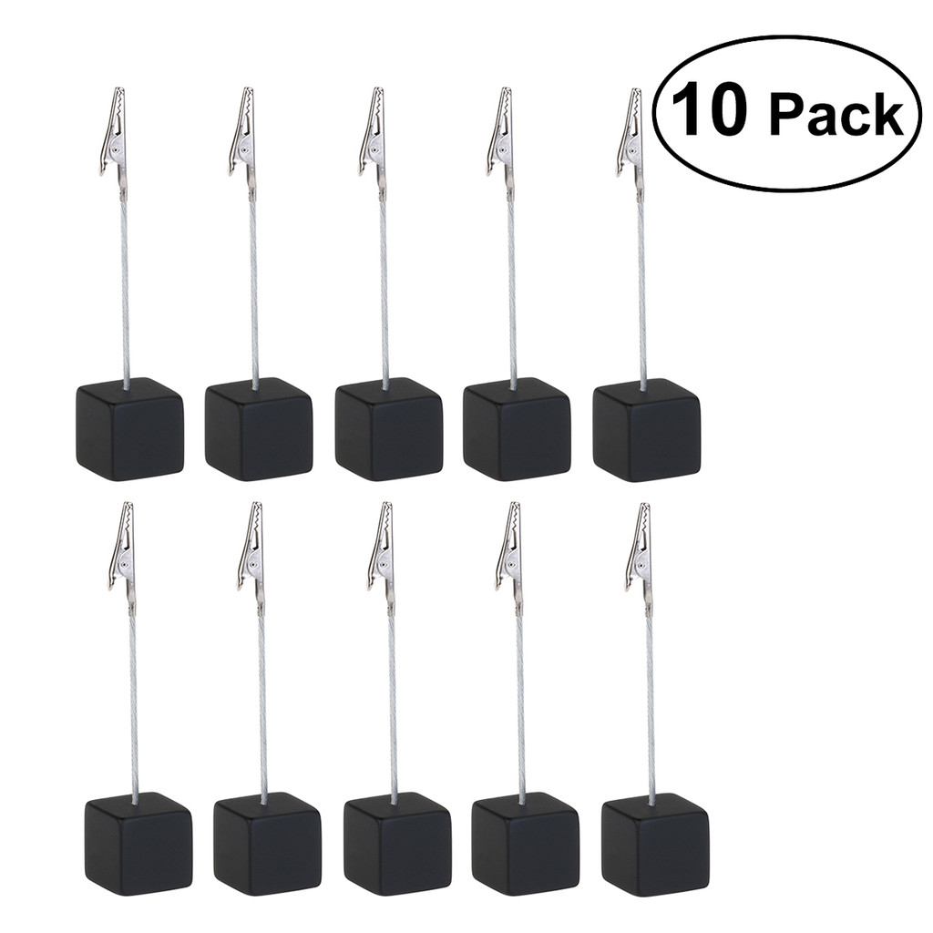 

10pcs Cube Base Memo Photo Holder Stainless Steel Clamp Note Paper Holder Clips Resin Desktop Document Clip Crocodile Clip