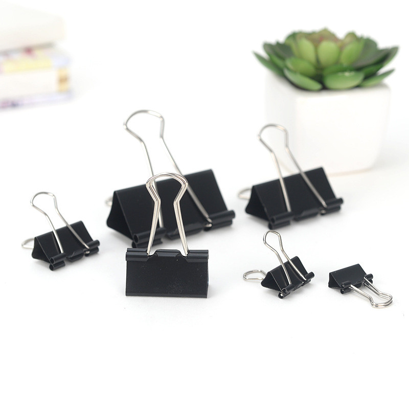 

10/5PCS Metal Paper Clip 19 25 32 41 51mm Foldback Metal Binder Clips Black Grip Clamps Paper Document Office School Stationery