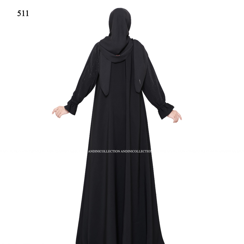 NEW ARRIVAL Andinicollection Abaya Hitam Jetblack 511 Gamis Lebaran Remaja Hitam Mewah 2025