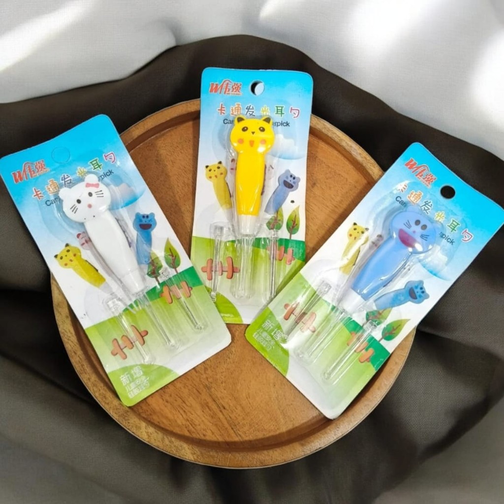 JP Korek Kuping Lampu LED Karakter Pembersih Telinga Earpick Flashlight Anak Bayi