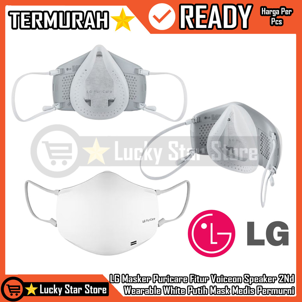LG Masker Puricare Fitur Voiceon Speaker 2Nd Wearable White Putih Mask Medis Permurni Penjernih Polu