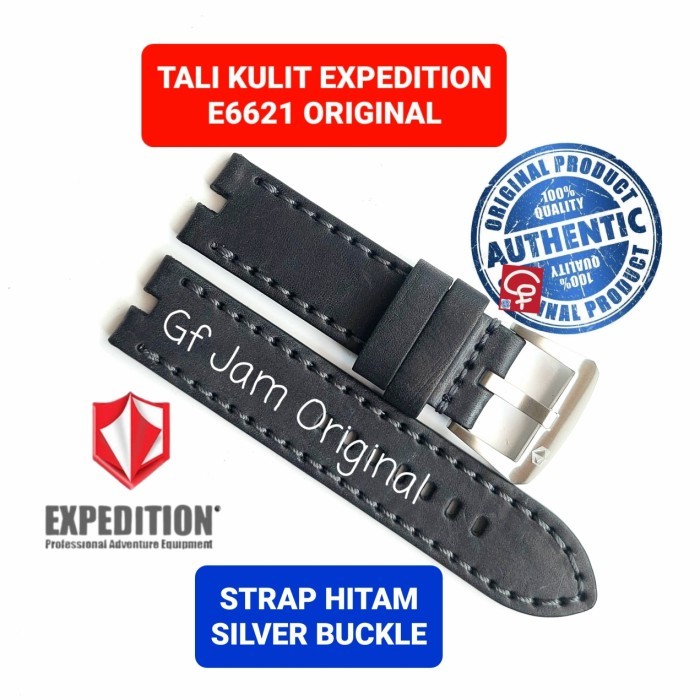 STRAP KULIT TALI JAM EXPEDITION E6621 E 6621 ORIGINAL GENUINE LEATHER - COKLAT SILVER, E6621BF Wanit