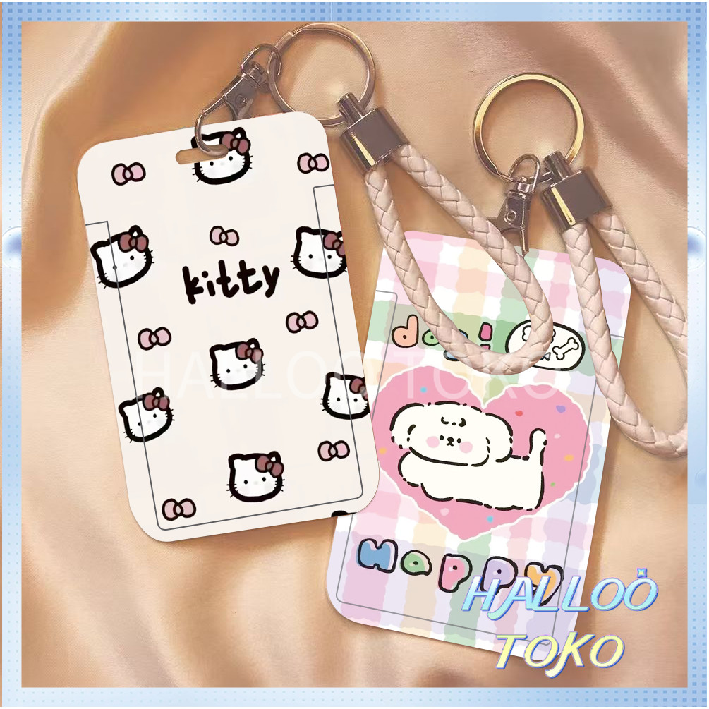 

ID CARD HOLDER MOTIF KAWAII TEMPAT KARTU PHOTOCARD PHOTO CARD Pelindung + Tali,Layar penuh dengan kucing kecil yang mengenakan simpul kertas