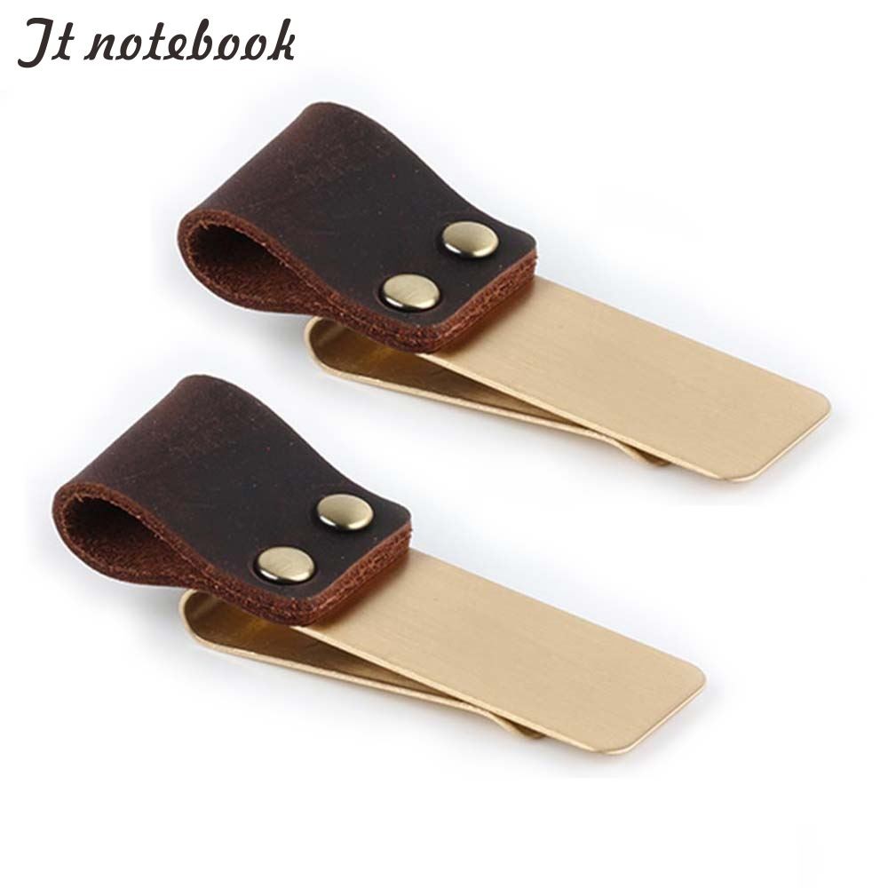 

Metal Leather Pen holder Brass and Stainless steel Pencil clip for Genuine Leather notebook Journal diary