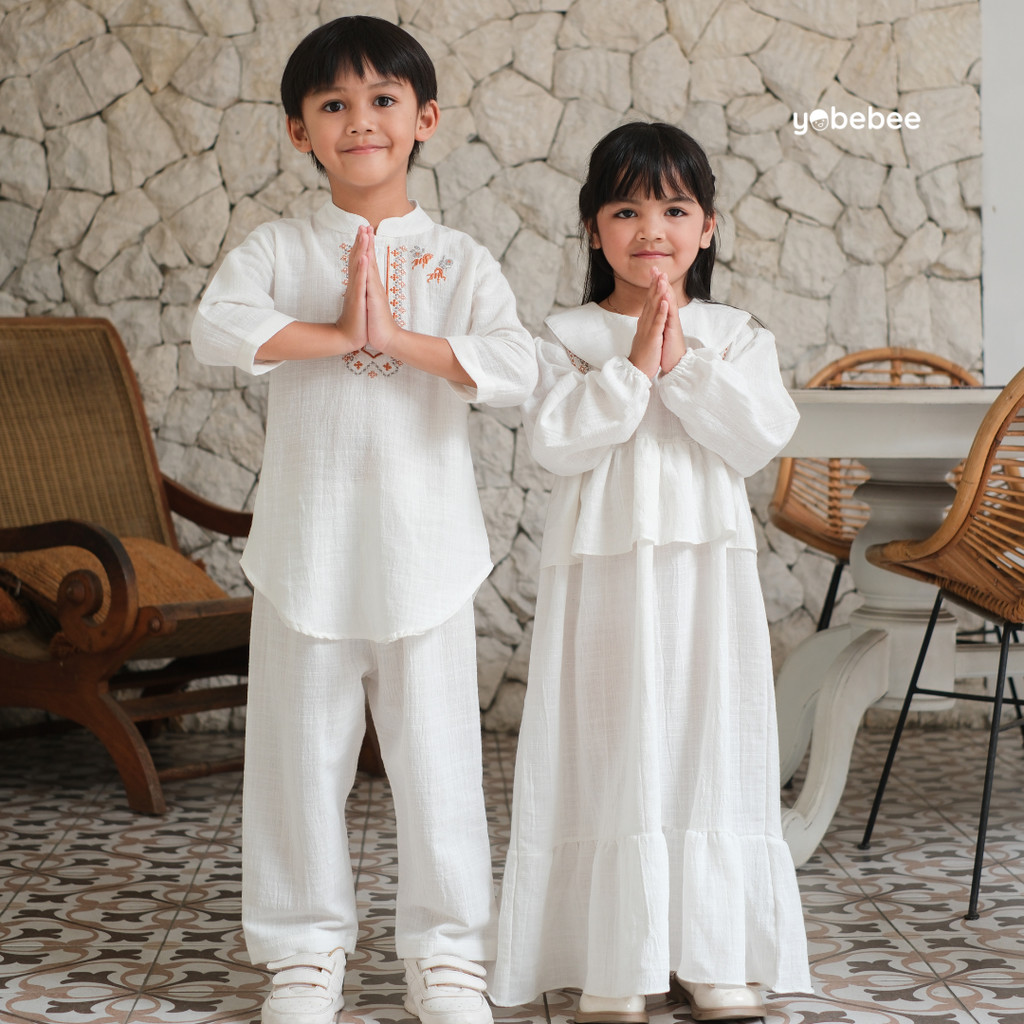 HOT DEALS Yobebee Zidane Kurta Set Baju Muslim Bordir Setelan Koko Lebaran Couple Anak Laki-Laki