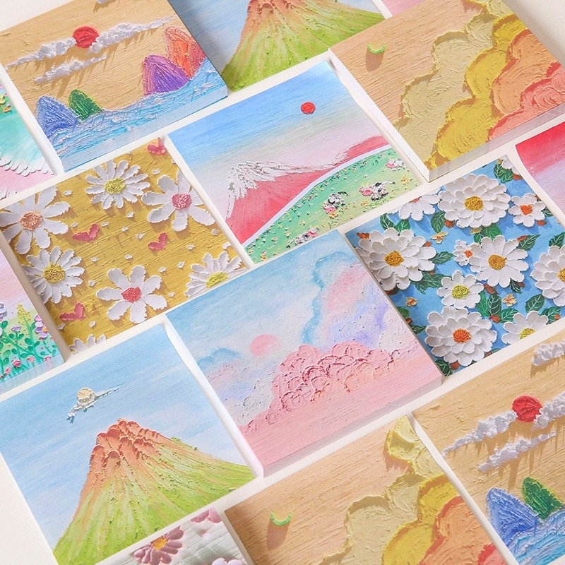 

80 Sheets Oil Painting Landscape Series Sticky Notes Student DIY