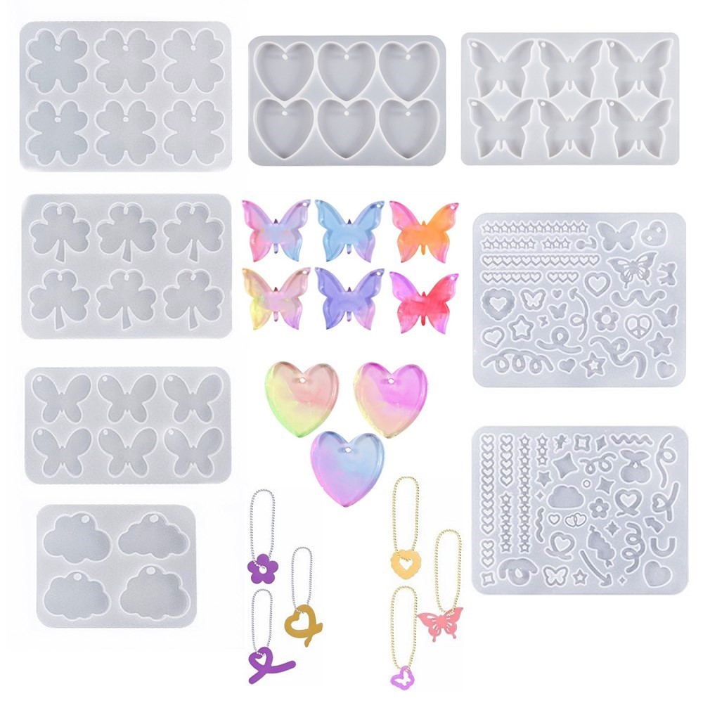 

SNASAN Silicone Mold Heart Star Flower Butterfly Pendant Making Geometry Handmade DIY Tool UV Epoxy Resin Silicone Moulds