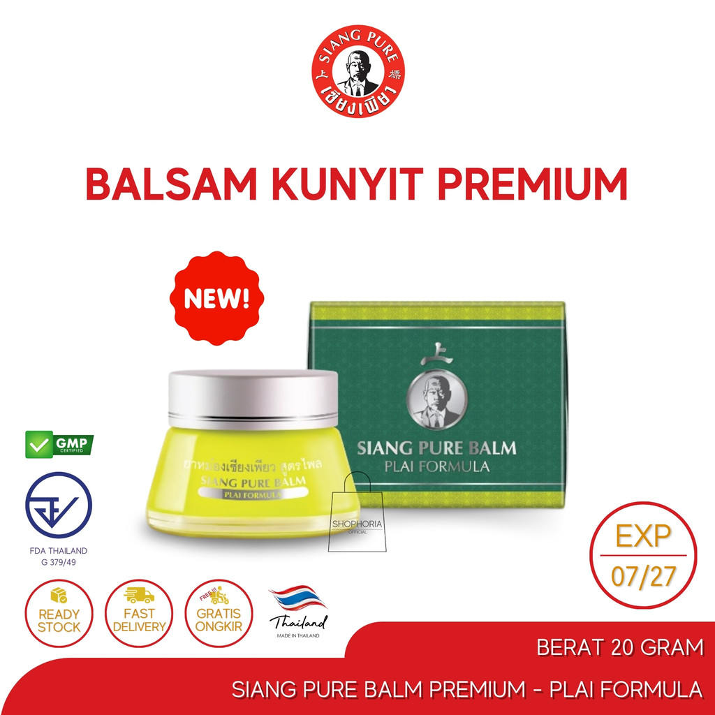 Siang Pure Balm Premium Plai / Kunyit Formula 20 Gram Original Thailand Shang Piao Gao Minyak Balsem