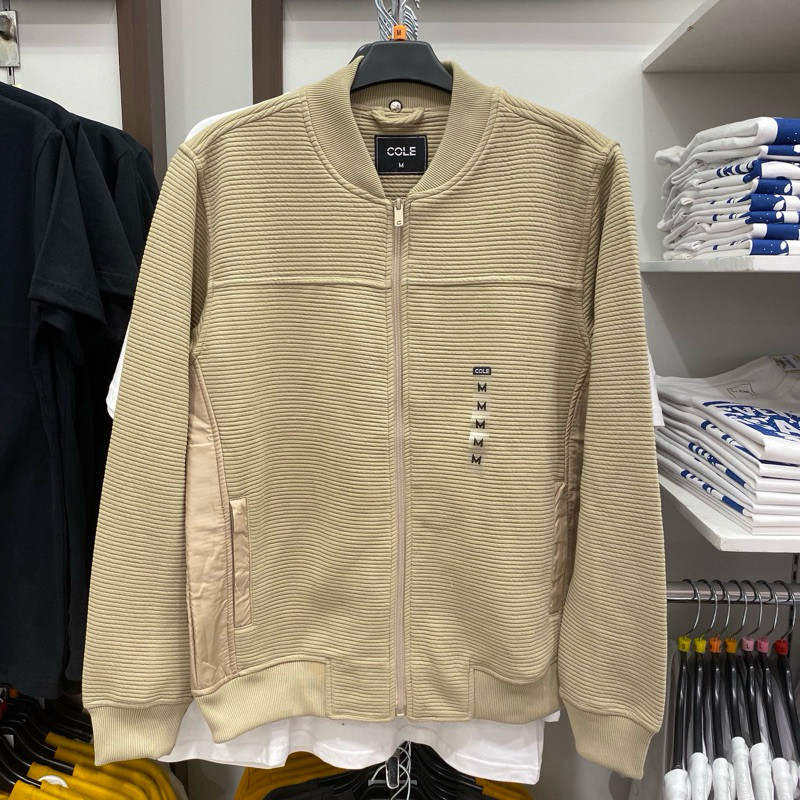 COL3 - Jacket Bomber Pria Knit Comfy Rajut Zipper Bahan Tebal Bertekstur Size S-XL