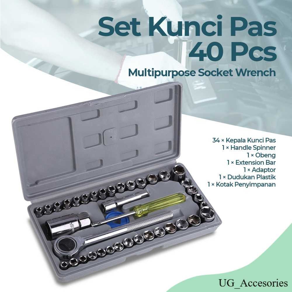 

Aiwa Kunci Pas Combination Socket Wrench Set 1/4 Ratchet 40 PCS