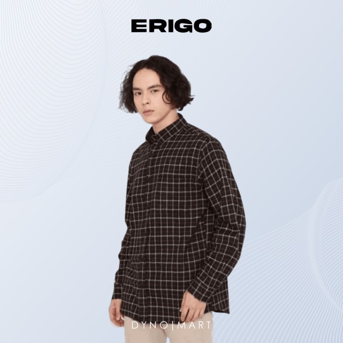 ERIGO Maude Black Flannel Shirt Kemeja Flanel Pria Jumbo XXL ORIGINAL