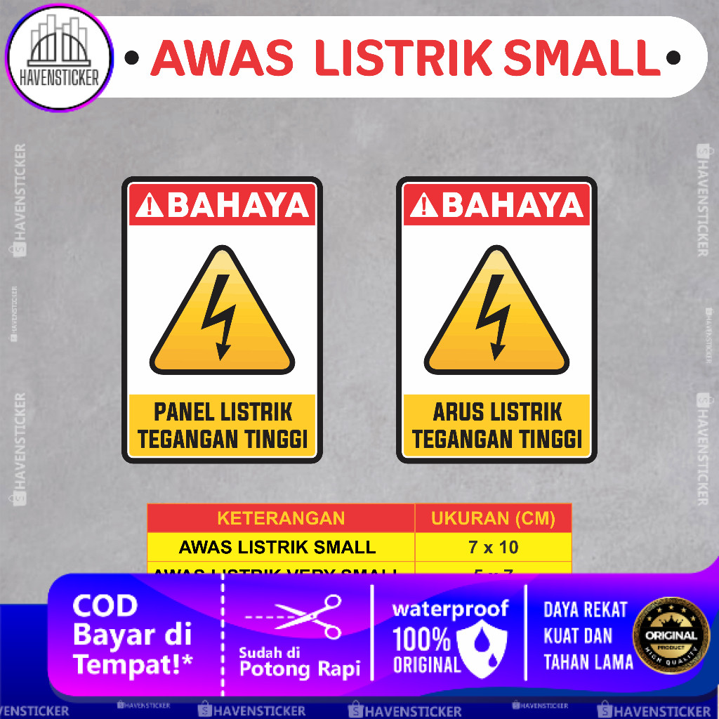 

Stiker Anti Air/ Waterproof Bahaya Panel | Arus Listrik Tegangan Tinggi Small Laminasi Glossy