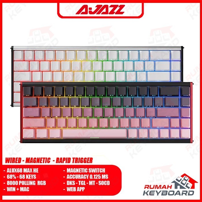AJAZZ ALUX68 MAX HE - 65% Wired Mechanical Keyboard Full Aluminium CNC dengan Magnetic Switch