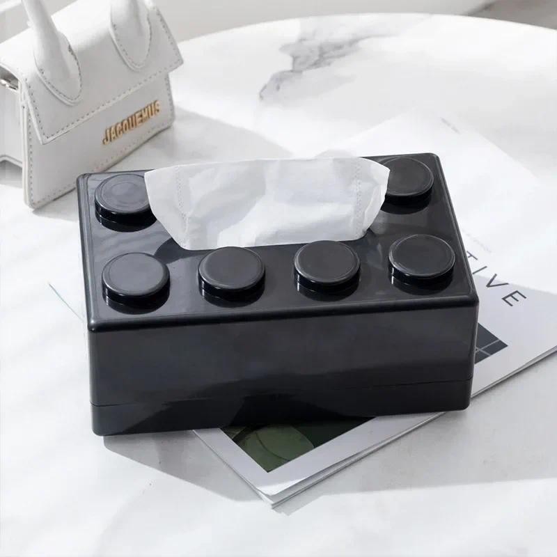 

Building Blocks Tissue Box Creative Punch-free Wall-mounted Tissue Box Spring Paper Towel Holder Bathroom Waterproof Tissue Box