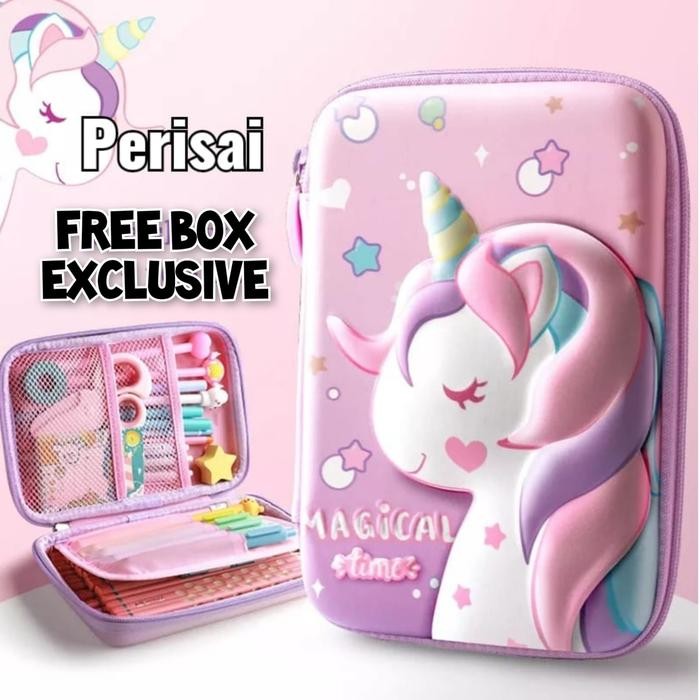 

BEST P R O M O ITSHOPING - Kotak pensil 3D EVA Kapasitas Besar Tahan Air Free Box Exclusive Tempat Pensil Unicorn Timbul 6D Wangi Perlengkapan Sekolah Hadiah Alat tulis Anak Premium Import - Perisai