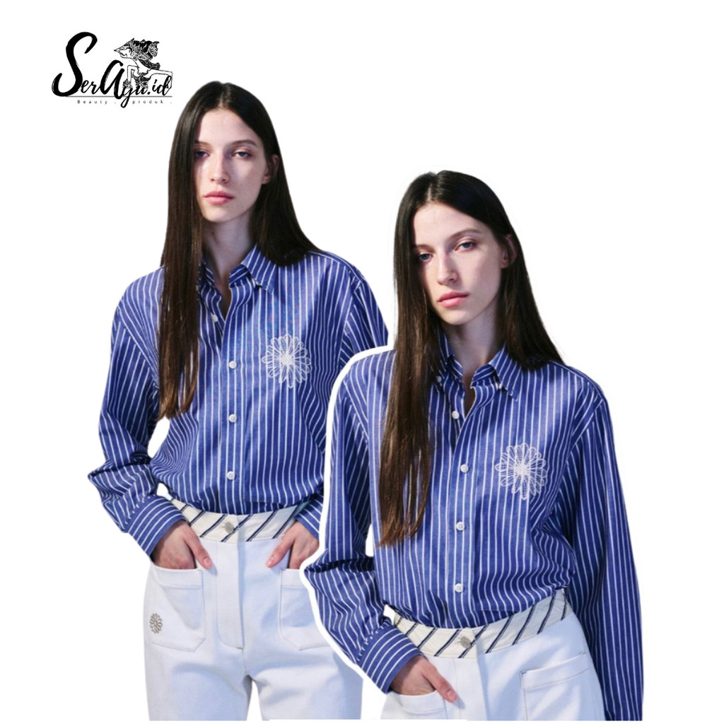 Mardi Oxford  Shirt Stripe Navy Ivory