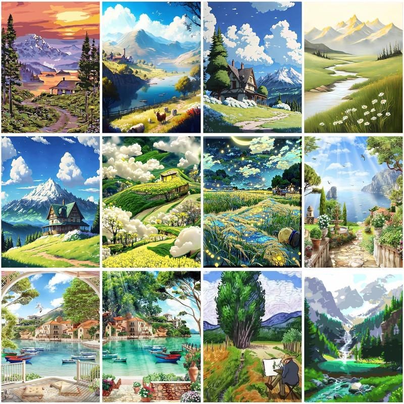 

CHENISTORY Paint By Number Mountain Landscape Drawing On Canvas HandPainted Art Gift DIY Picture By Number Kits Home Decor