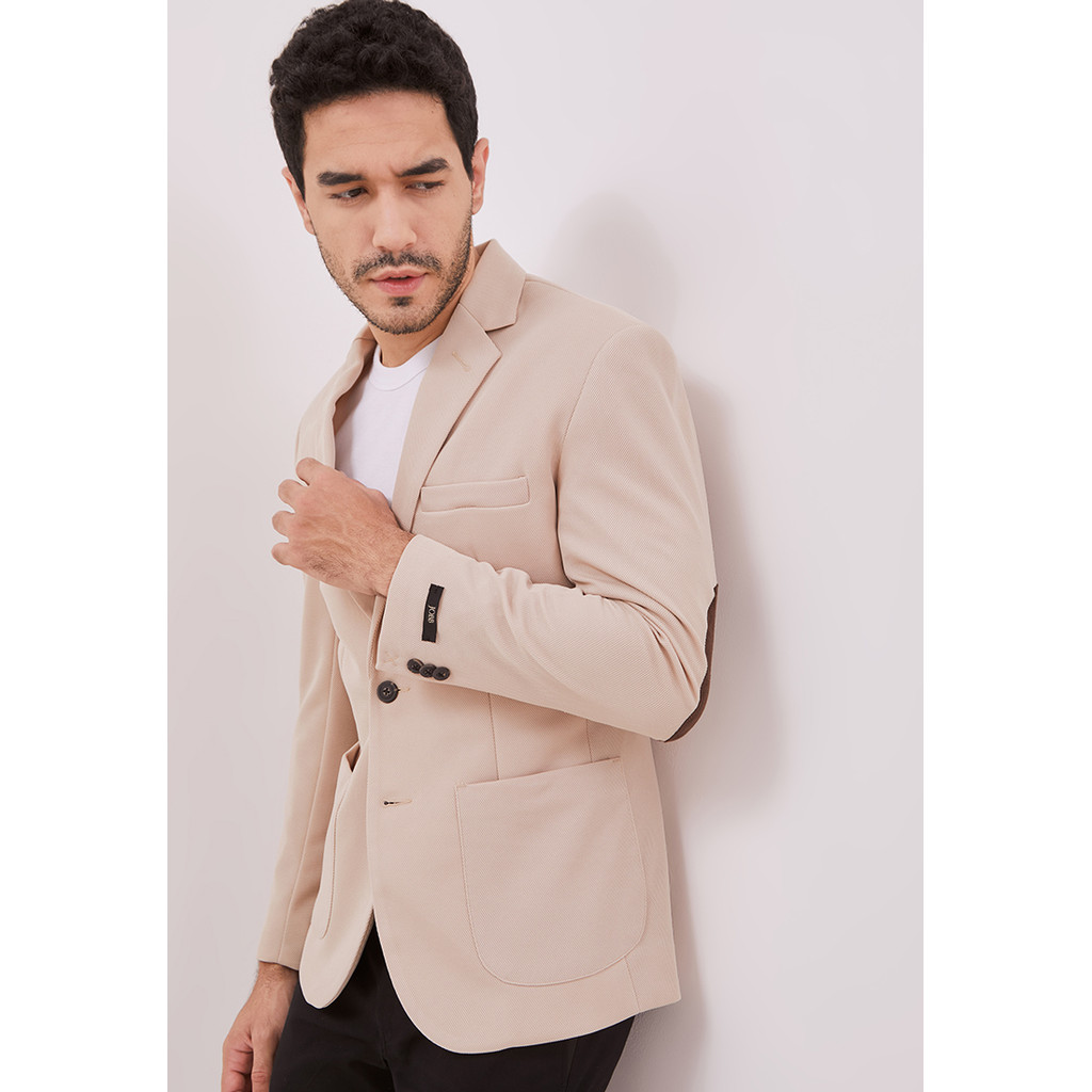 Jobb Aviland-T2 Blazer Pria Slim Fit Beige