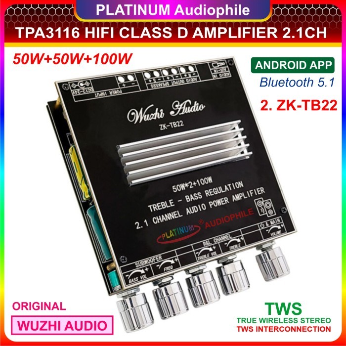TPA3116 Amplifier Class D 2.1 CH Bluetooth 5.1 Hifi ZK-TB21F ZK-TB22 - 2. ZK-TB22