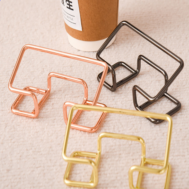 

(1pcs)Minimalist Hollowed out Business Card Box Creative Iron Lined Business Card Holder Desktop Business Card Display Rack