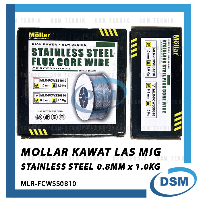 MOLLAR KAWAT LAS MIG STAINLESS STEEL 0.8 MM X 1 KG FLUX CORE TANPA GAS