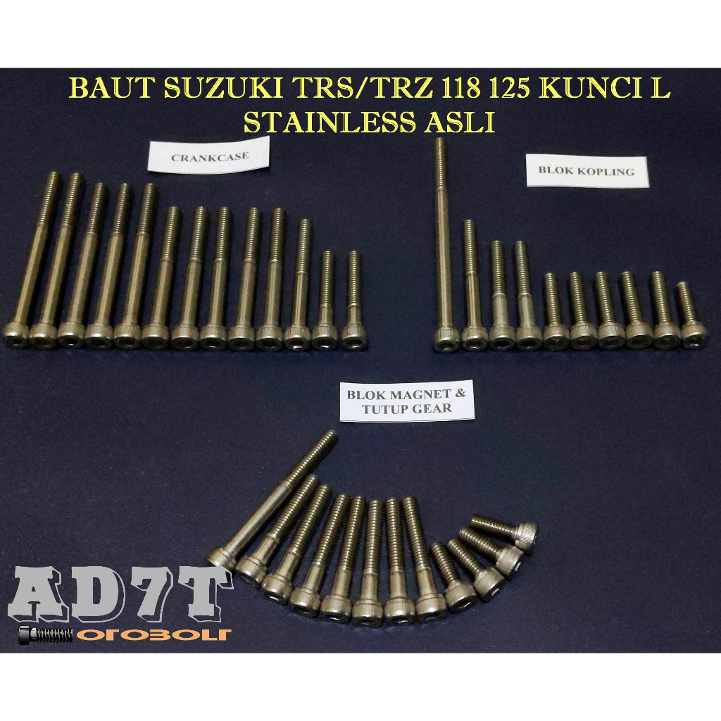Baut Mesin Suzuki TRS TRZ Kunci L Stainless Asli
