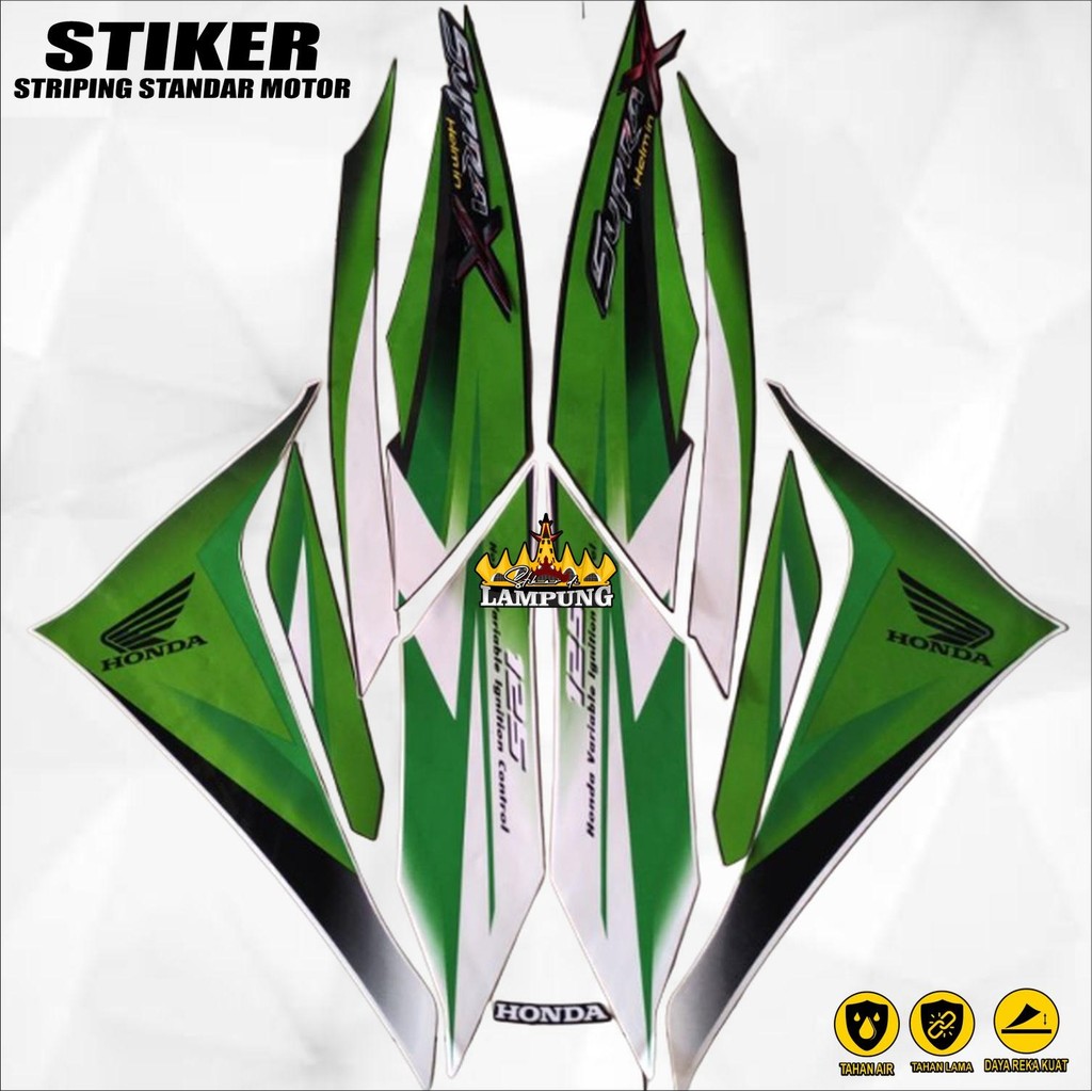 striping honda supra x 125 r helm in 2010 2011 hijau putih list body standar berkualitas terbaik