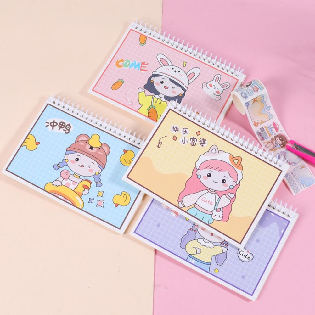 

Cartoon Handbook Double Coil Binding Thickened Paper Scrapbook Notebook DIY A4/A5 Adorable Release Paper Book Stationery