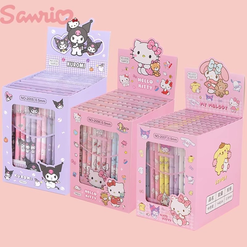 

12pcs Sanrio Gel Pen Hellokitty Kuromi Cinnamoroll Ballpoint Pen Neutral Pen Student Stationery Office School Supplies Wholesale