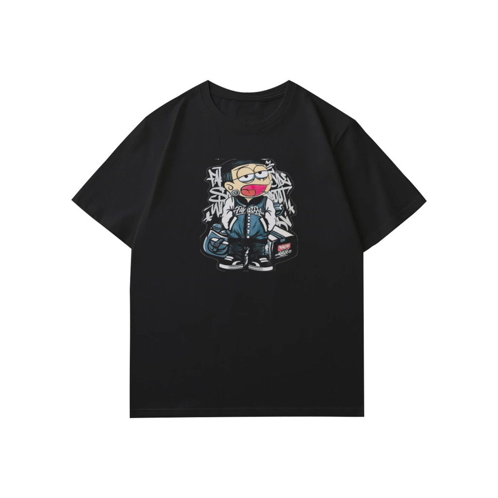 T-Shirt Kaos Baju skena cowok Nobita Lengan Pendek Printing Atasan Baju Oversize