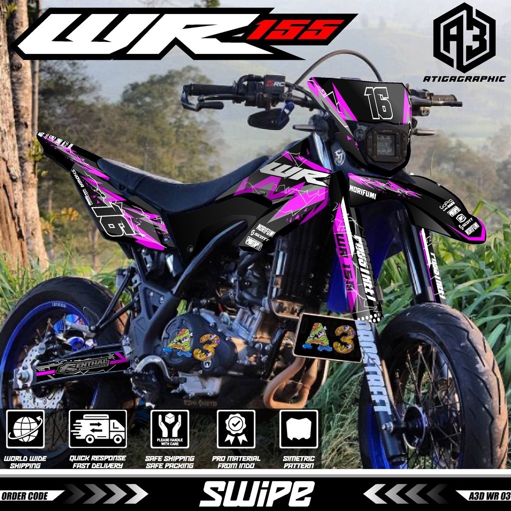Decal WR 155 Full Body Bebas Custom variasi decal WR155 terbaru keren dekal wr hologram pelangi A3D 