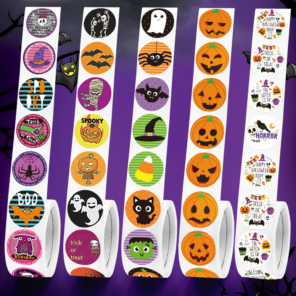 

500 Pcs Pumpkin Ghost Halloween Stickers for Kids Round Sticker Gift Sealing Label Envelope Decor Stationery Stickers 1 inch