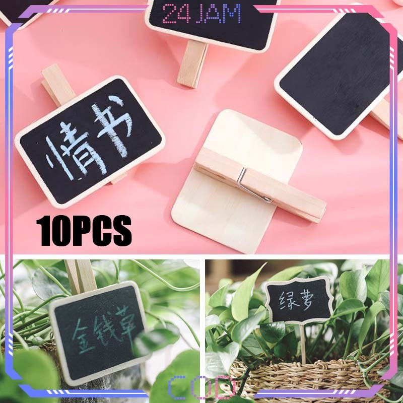 

10pcs Mini Blackboard Clip Bahan Kayu Papan Tulis Kapur Jepitan Harga Price Tag Chalkboard Mini