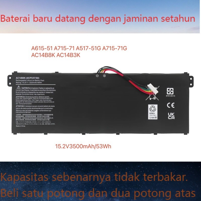 Sesuai untuk baterai laptop Acer AC14B8K B3K TMP236 P238 MS2392 N17C1