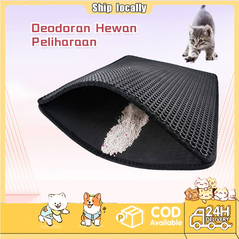 COD Alas Pasir Kucing Keset Pasir Kucing karpet pasir kucing Pet Litter Mat Foldable Double Layer