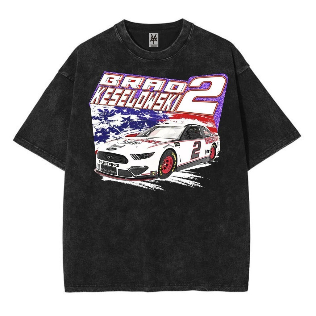 Kaos oversize nascar brad keselowski washed washing vintage tee