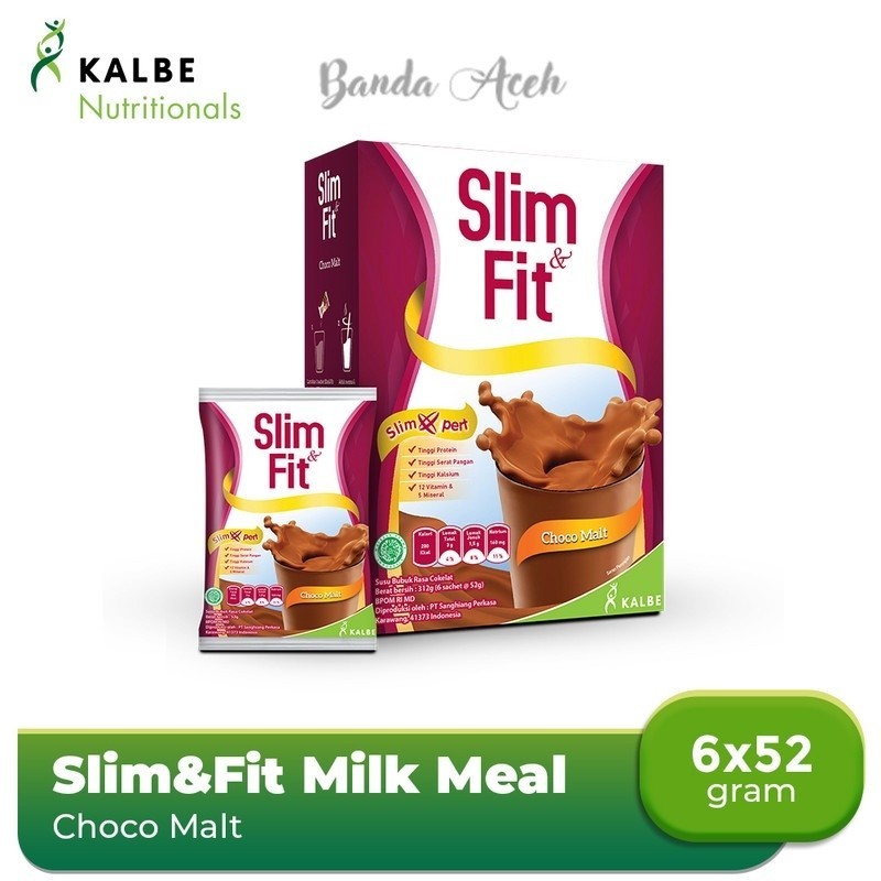 

(Aceh) Slim&Fit Milk Meal Replacement Choco Malt 6x52gr