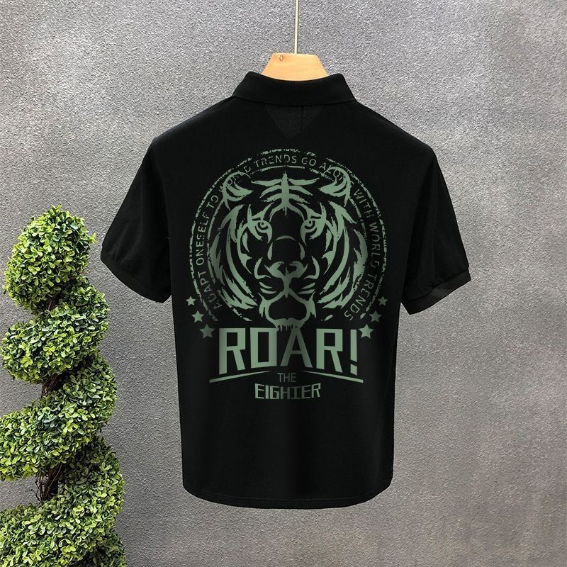 Kaos Hitam Polos Depan Belakang Kaos Pria Polo Kepala Harmau Lengan Pendek
