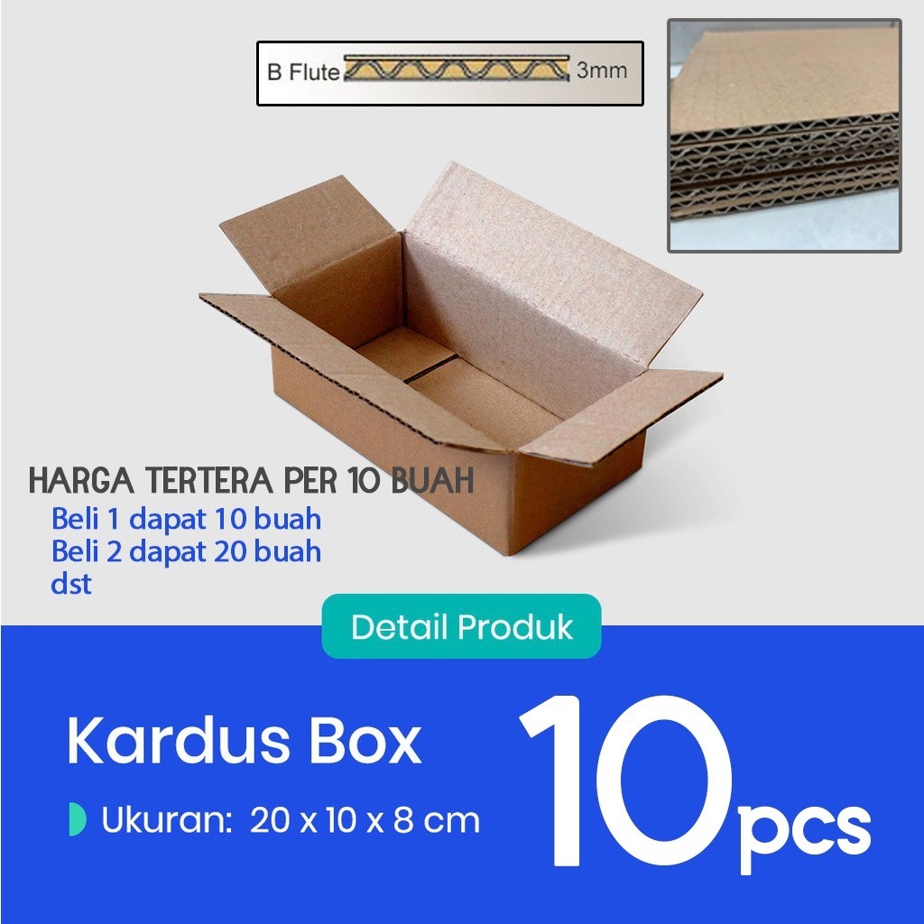 

10 BUAH Kardus Karton DUS 20x10x8 single wall craft Kardus murah BAGUS