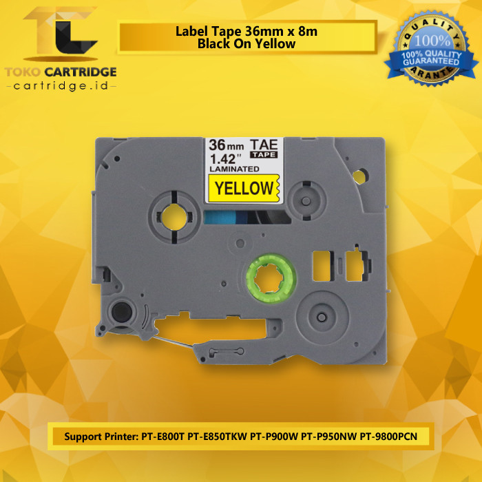 

Label Tape TZE-661 36mm X 8m Black On Yellow Bro PT E800T PT E850TKW