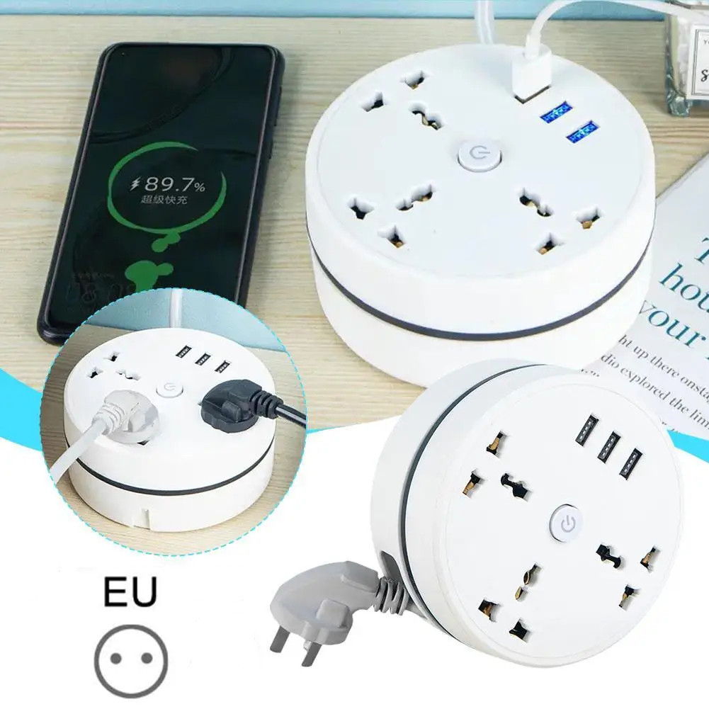 Stop Kontak Usb Fast Charging Power Strip Stop Kontak Listrik 3 USB Port +3 Lubang Socket +1 Tombol
