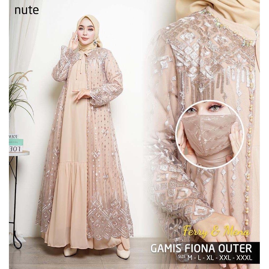 100% Original Gamis Fiona Outer Lepas Pasang Kece M-3L LD 130 cm | Gamis Jumbo Ld 130 cm | Gamis Til