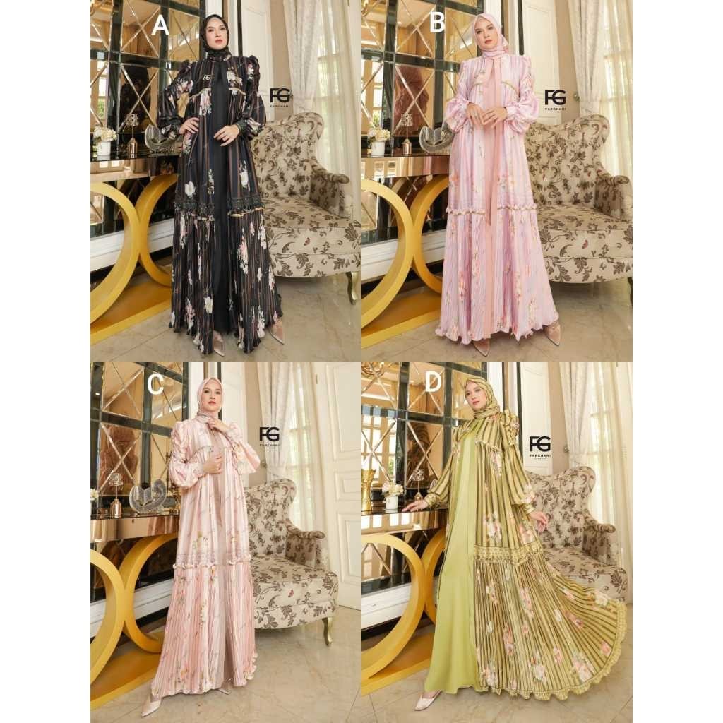 FLASH SALE Gamis Printing Muslim Branded Terbaru Lebaran 2024 Nurha Original Farghani