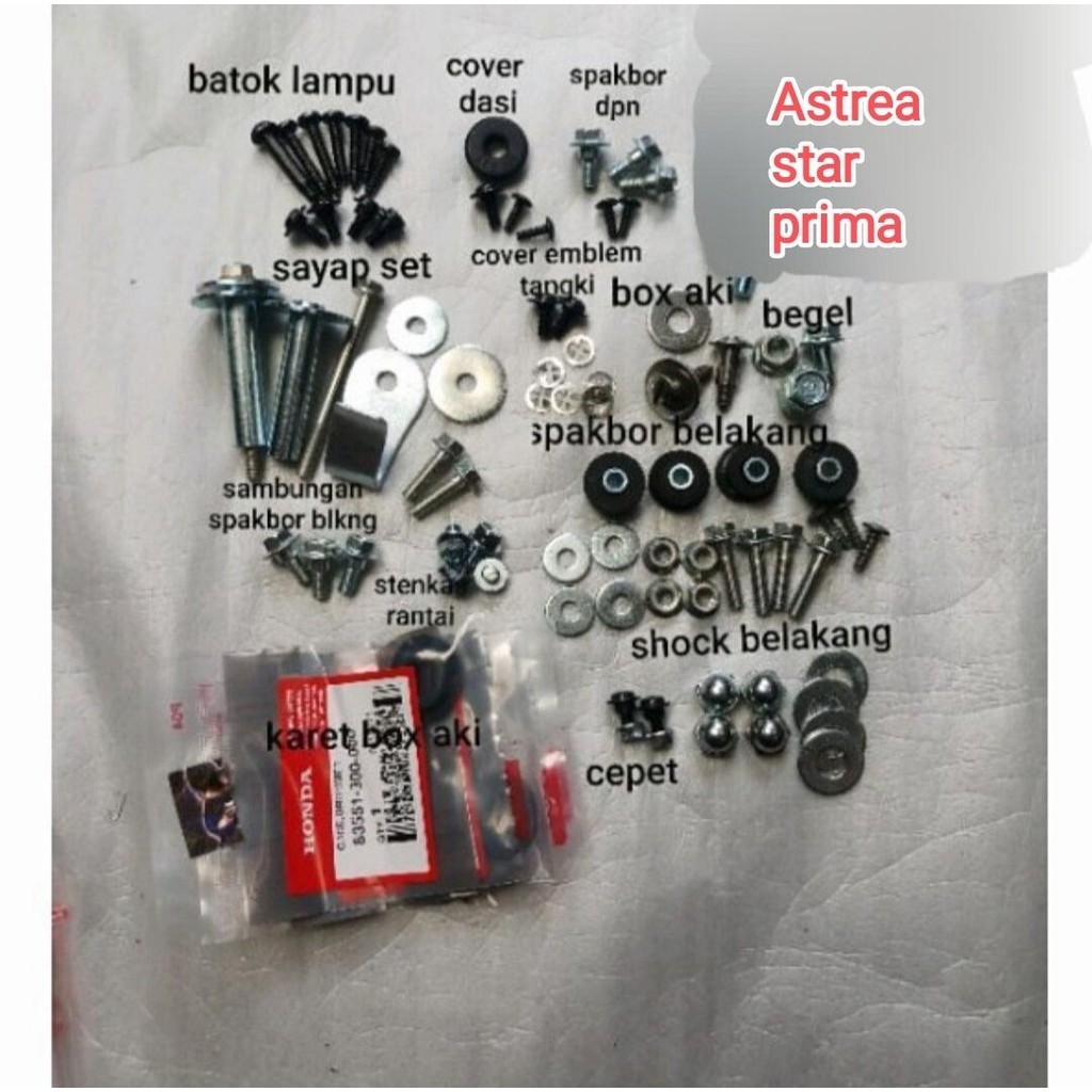 Baut lengkap body Honda Astrea star prima - baut fullset body Astrea star prima